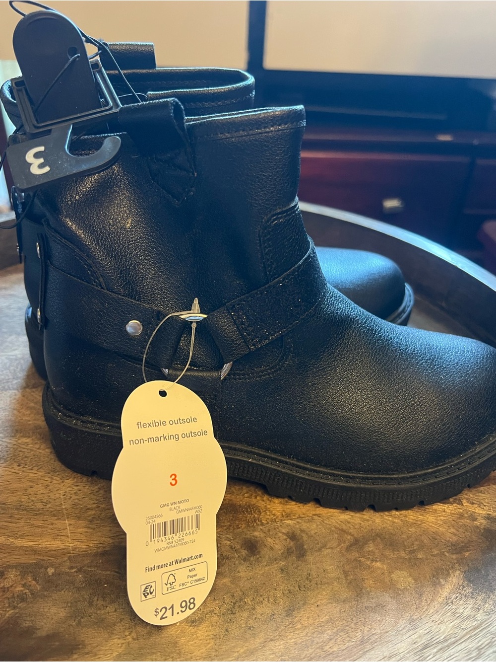 wonder nation Black Kids Ankle Boots with Buckle Strap